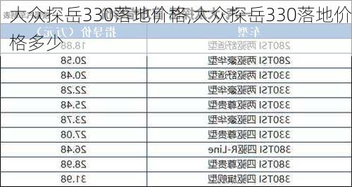 大众探岳330落地价格,大众探岳330落地价格多少