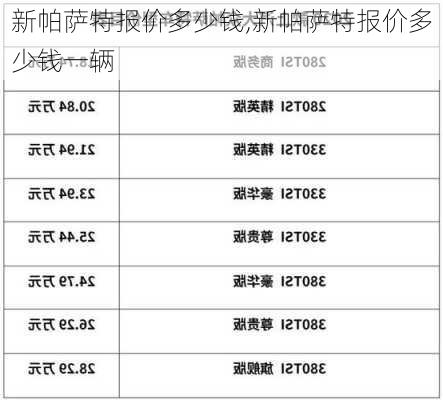 新帕萨特报价多少钱,新帕萨特报价多少钱一辆