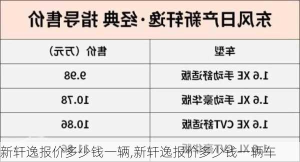 新轩逸报价多少钱一辆,新轩逸报价多少钱一辆车