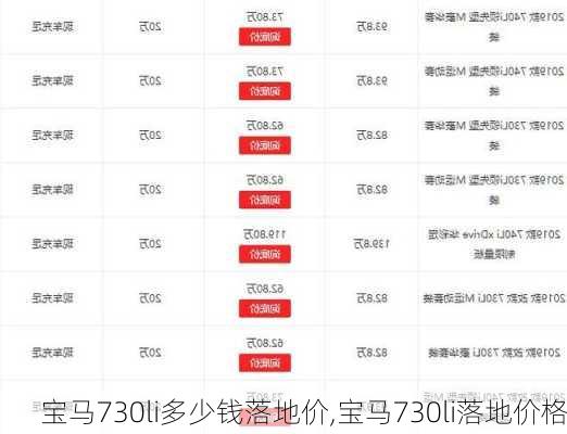 宝马730li多少钱落地价,宝马730li落地价格