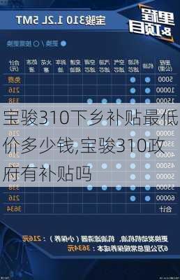 宝骏310下乡补贴最低价多少钱,宝骏310政府有补贴吗