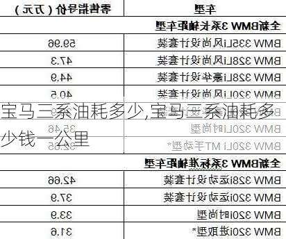 宝马三系油耗多少,宝马三系油耗多少钱一公里