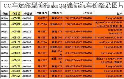 qq车迷你型价格表,qq迷你汽车价格及图片