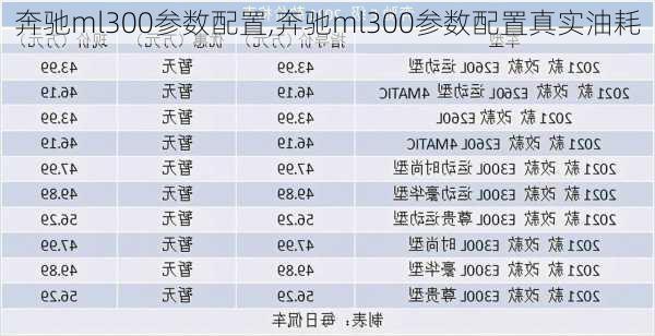 奔驰ml300参数配置,奔驰ml300参数配置真实油耗