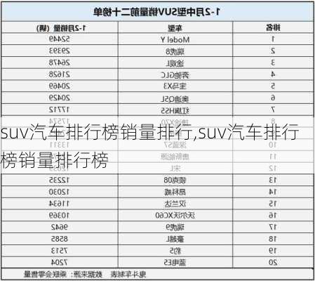 suv汽车排行榜销量排行,suv汽车排行榜销量排行榜