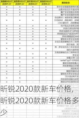 昕锐2020款新车价格,昕锐2020款新车价格多少