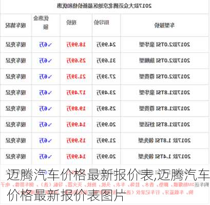 迈腾汽车价格最新报价表,迈腾汽车价格最新报价表图片