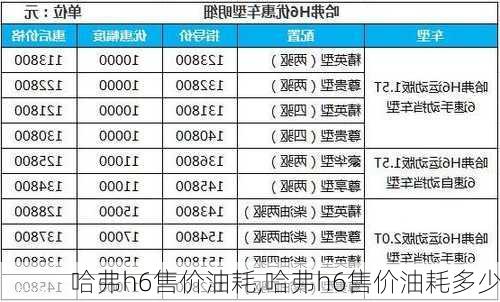 哈弗h6售价油耗,哈弗h6售价油耗多少