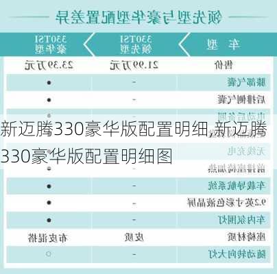 新迈腾330豪华版配置明细,新迈腾330豪华版配置明细图