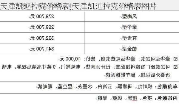 天津凯迪拉克价格表,天津凯迪拉克价格表图片