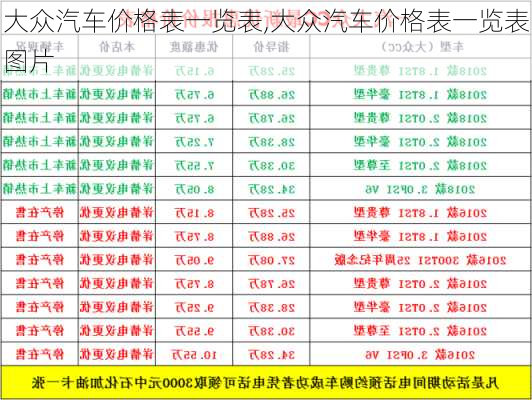 大众汽车价格表一览表,大众汽车价格表一览表图片