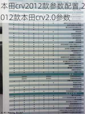 本田crv2012款参数配置,2012款本田crv2.0参数