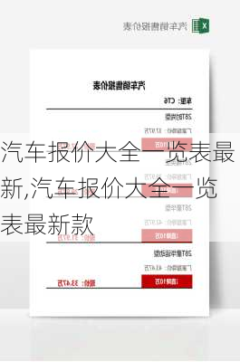 汽车报价大全一览表最新,汽车报价大全一览表最新款