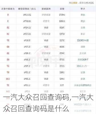 一汽大众召回查询码,一汽大众召回查询码是什么