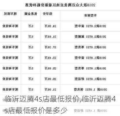 临沂迈腾4s店最低报价,临沂迈腾4s店最低报价是多少