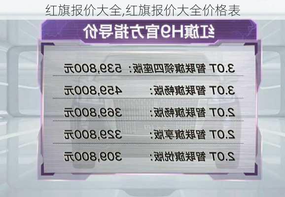 红旗报价大全,红旗报价大全价格表