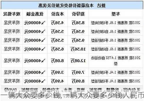 一辆大众要多少钱,一辆大众要多少钱人民币