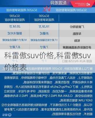 科雷傲suv价格,科雷傲suv价格表