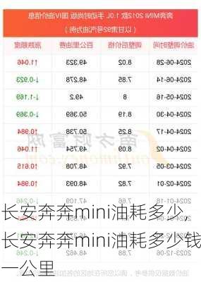 长安奔奔mini油耗多少,长安奔奔mini油耗多少钱一公里