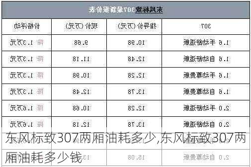 东风标致307两厢油耗多少,东风标致307两厢油耗多少钱