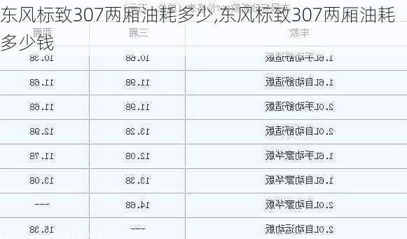 东风标致307两厢油耗多少,东风标致307两厢油耗多少钱