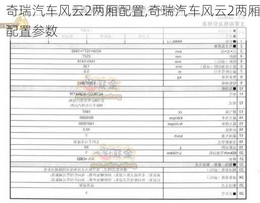 奇瑞汽车风云2两厢配置,奇瑞汽车风云2两厢配置参数