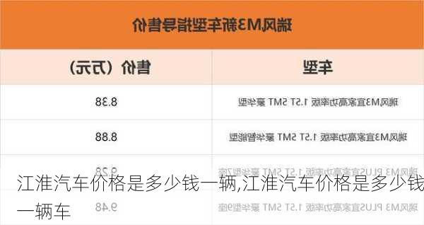 江淮汽车价格是多少钱一辆,江淮汽车价格是多少钱一辆车