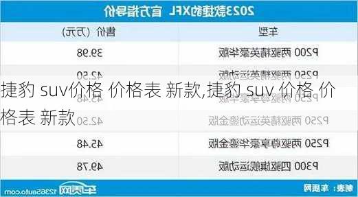 捷豹 suv价格 价格表 新款,捷豹 suv 价格 价格表 新款