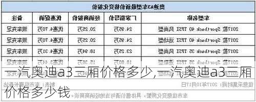 一汽奥迪a3三厢价格多少,一汽奥迪a3三厢价格多少钱