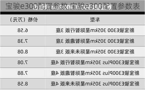 宝骏e300配置参数,宝骏e300配置参数表