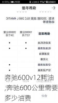 奔驰600v12耗油,奔驰600公里需要多少油费