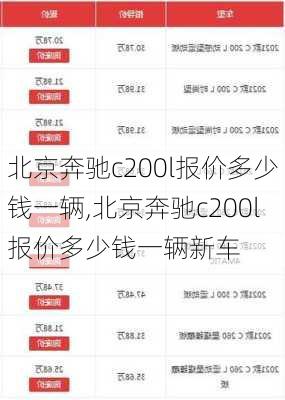 北京奔驰c200l报价多少钱一辆,北京奔驰c200l报价多少钱一辆新车