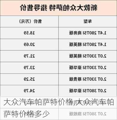 大众汽车帕萨特价格,大众汽车帕萨特价格多少