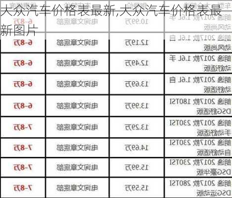 大众汽车价格表最新,大众汽车价格表最新图片