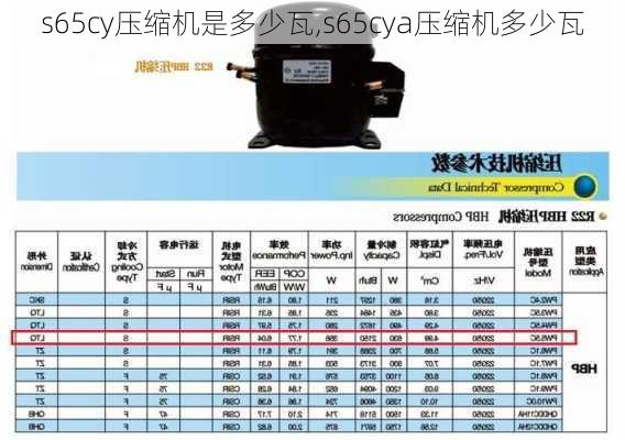 s65cy压缩机是多少瓦,s65cya压缩机多少瓦