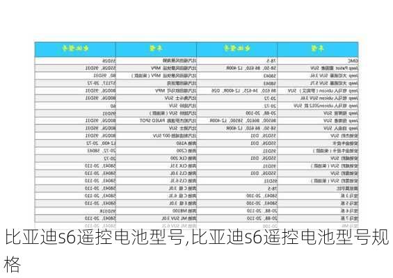 比亚迪s6遥控电池型号,比亚迪s6遥控电池型号规格