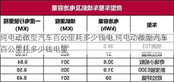 纯电动微型汽车百公里耗多少钱电,纯电动微型汽车百公里耗多少钱电量