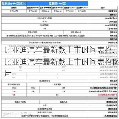 比亚迪汽车最新款上市时间表格,比亚迪汽车最新款上市时间表格图片