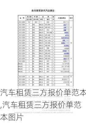 汽车租赁三方报价单范本,汽车租赁三方报价单范本图片