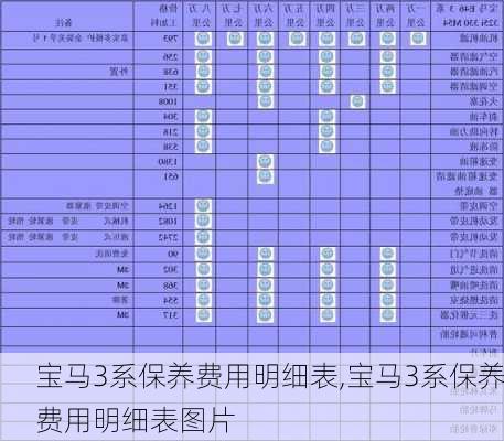 宝马3系保养费用明细表,宝马3系保养费用明细表图片