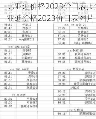 比亚迪价格2023价目表,比亚迪价格2023价目表图片