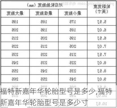 福特新嘉年华轮胎型号是多少,福特新嘉年华轮胎型号是多少寸