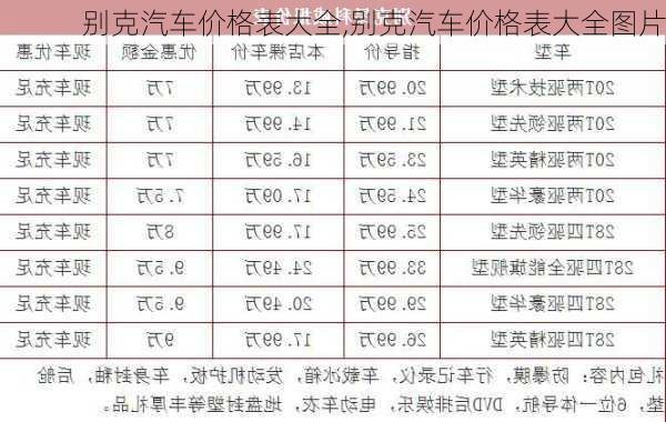 别克汽车价格表大全,别克汽车价格表大全图片