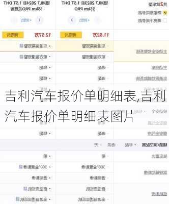 吉利汽车报价单明细表,吉利汽车报价单明细表图片