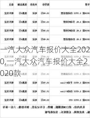 一汽大众汽车报价大全2020,一汽大众汽车报价大全2020款