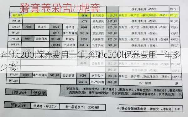 奔驰c200l保养费用一年,奔驰c200l保养费用一年多少钱