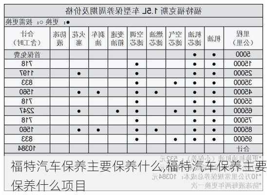 福特汽车保养主要保养什么,福特汽车保养主要保养什么项目