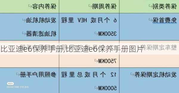 比亚迪e6保养手册,比亚迪e6保养手册图片